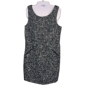 DANA BUCHMAN Sleeveless Black White Tweed Sheath Dress Women’s 8
